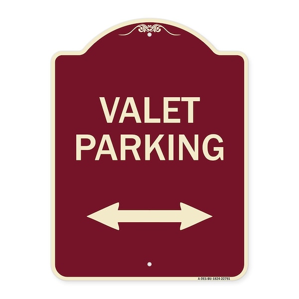 Signmission Valet Parking W/ Bidirectional Arrow Heavy-Gauge Aluminum Sign, 24" x 18", BU-1824-22751 A-DES-BU-1824-22751 - main